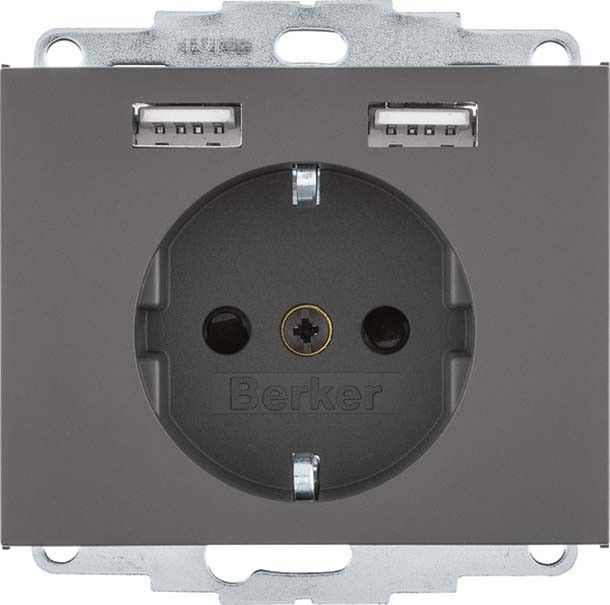 SCHUKO/USB-Steckdose 48037006 anthr matt lackiert SCHUKO/USB-Steckdose 48037006 anthr matt lackiert