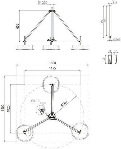 Dreibeinstativ klappbar DBS KB D50 RA680 V2A