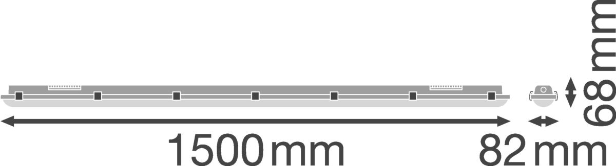 Feuchtraumleuchte DP150046W840IP65GY