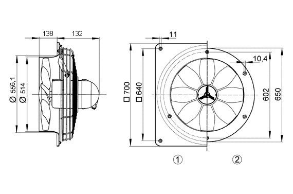 Axial-Wandventilator DZS 50/6 B E Ex e