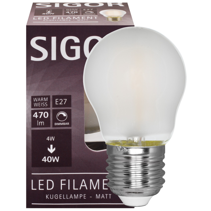 LED-Filamentlampe 4,5W E27 470lm matt dimmbar 40W LED-Filamentlampe 4,5W E27 470lm matt dimmbar 40W