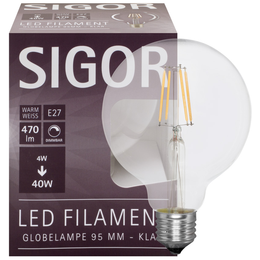 LED-Filamentlampe 4,5W E27 470lm klar dimmbar LED-Filamentlampe 4,5W E27 470lm klar dimmbar