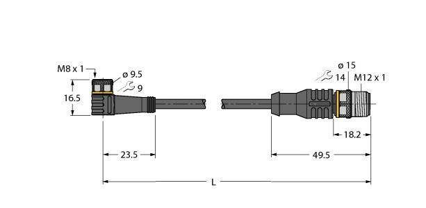 Aktuator- u. Sensorleitung PKW3M-0.3-RSC4T/TXL