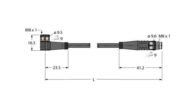 Aktuator- u. Sensorleitung PKW4M-0.6-PSG4M/TXG