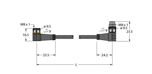 Aktuator- u. Sensorleitung PKW4M-1-PSW4M/TXL